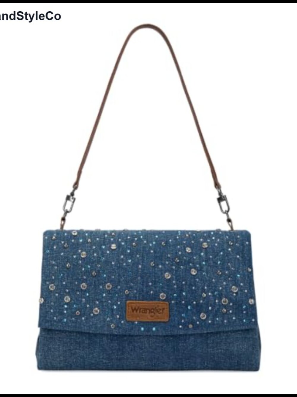 Rhinestone Denim Shoulder Bag Bling Crossbody Purse